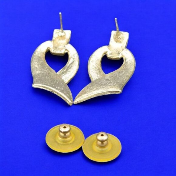 NWT Vintage Earrings Gold & Enamel Pierced Earrings New Old Stock - Picture 2 of 3